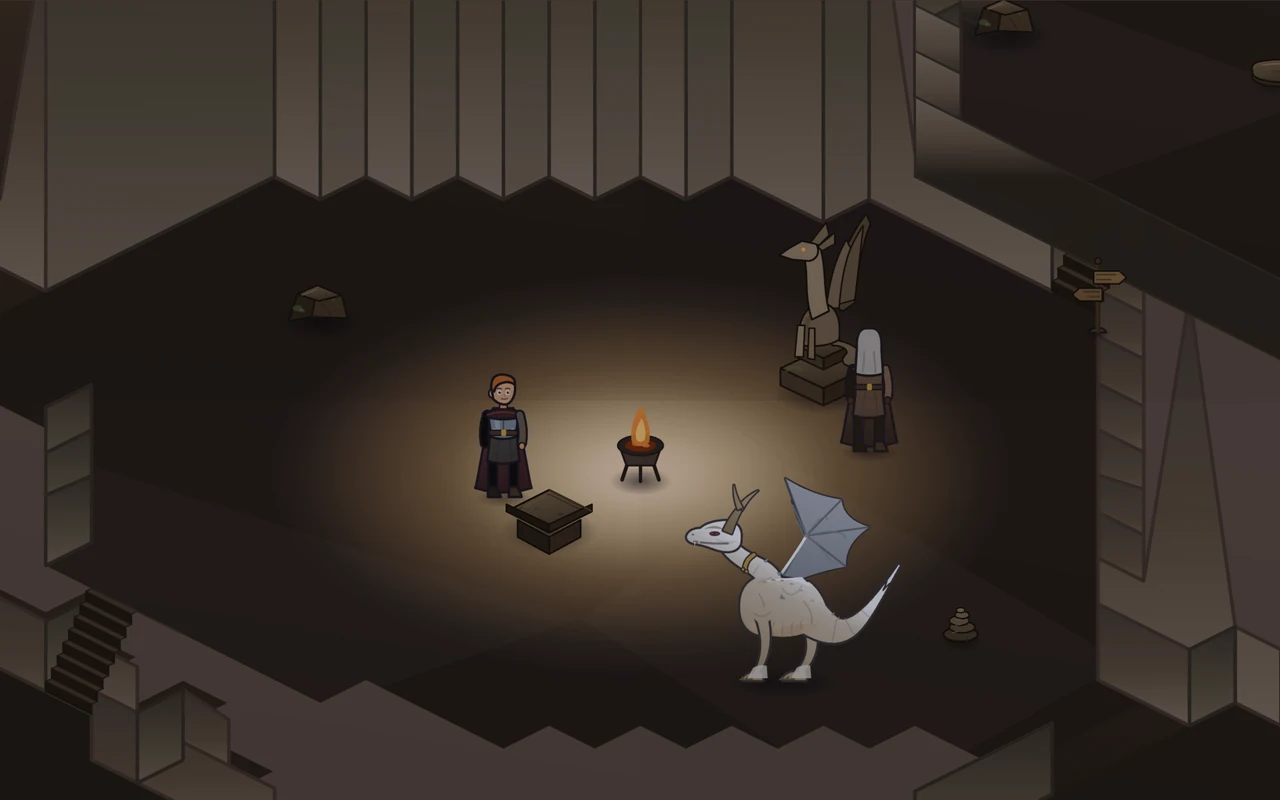 The Hollow: a shared cavern lit by a great fire.